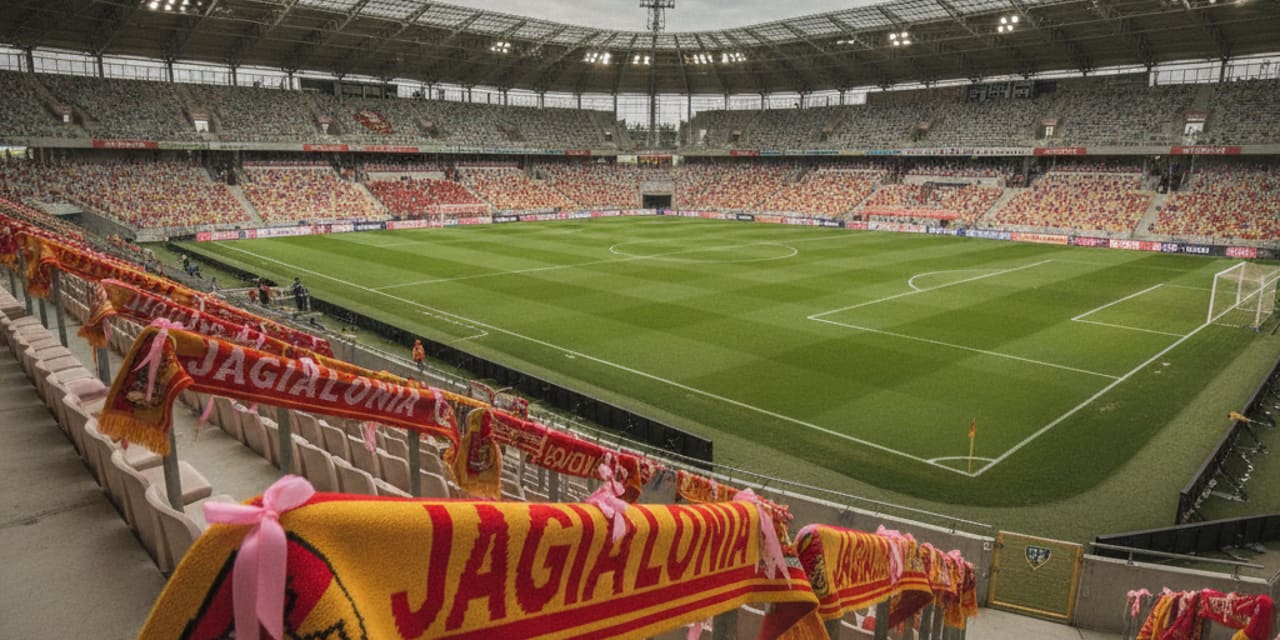 Różowe wstążki na szalikach Jagiellonii: stadion jako przypominajka o profilaktyce raka piersi