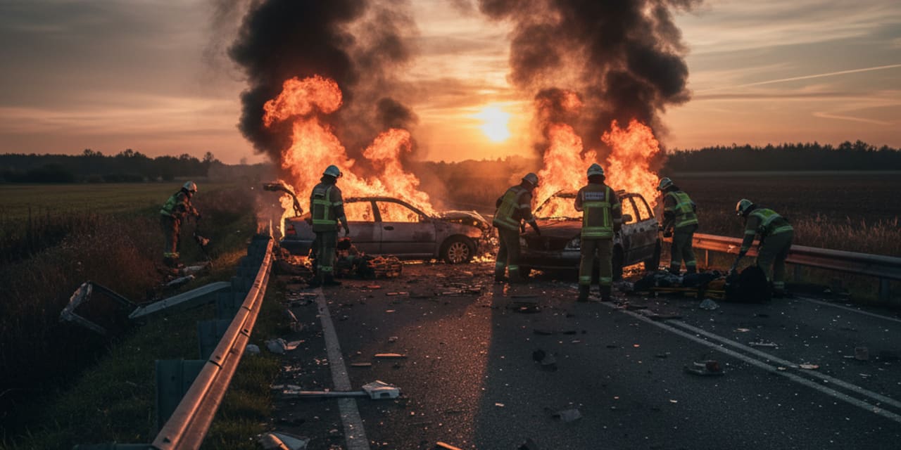 Tragiczny wypadek na Mazurach: dwa auta w płomieniach, są ofiary