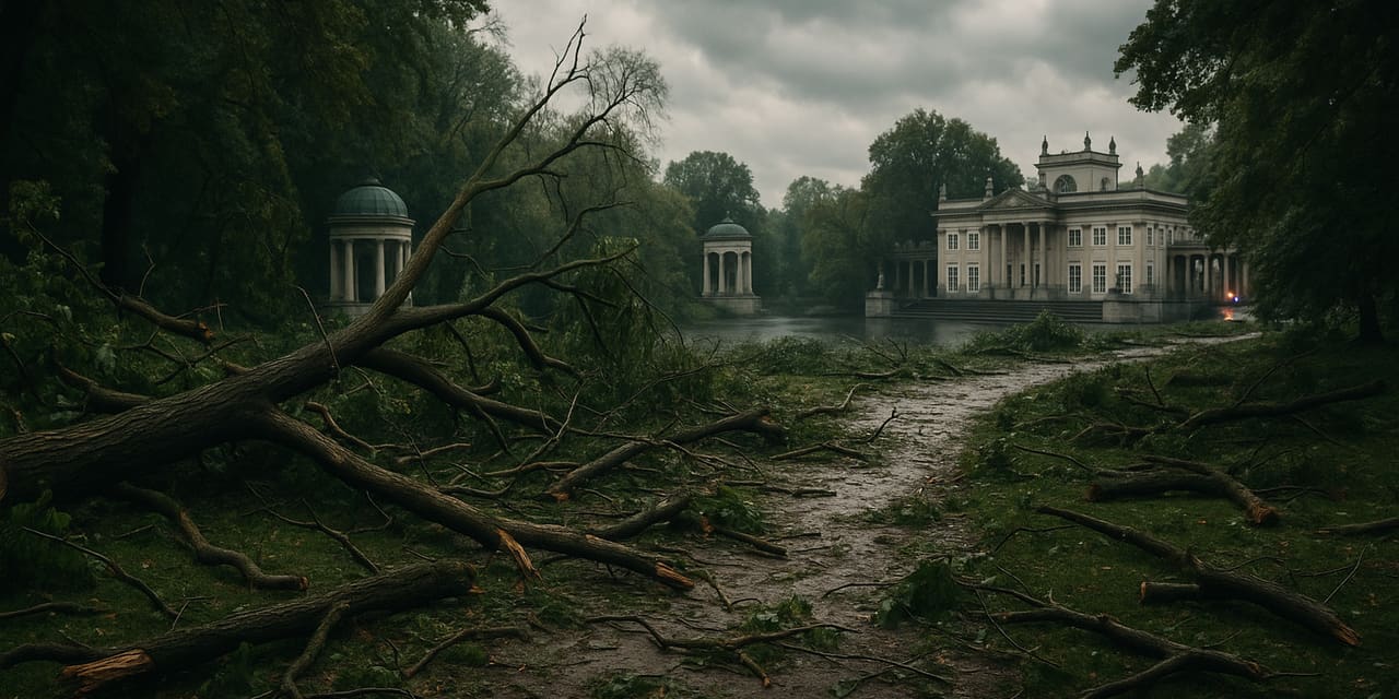 Silne wichury nad Polską: setki interwencji strażaków, Łazienki Królewskie zamknięte