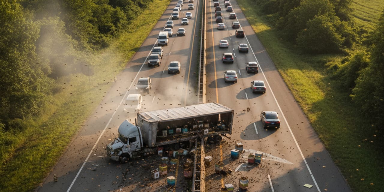 Wypadek ciężarówki z pszczołami w Tennessee. Milion owadów zablokował autostradę