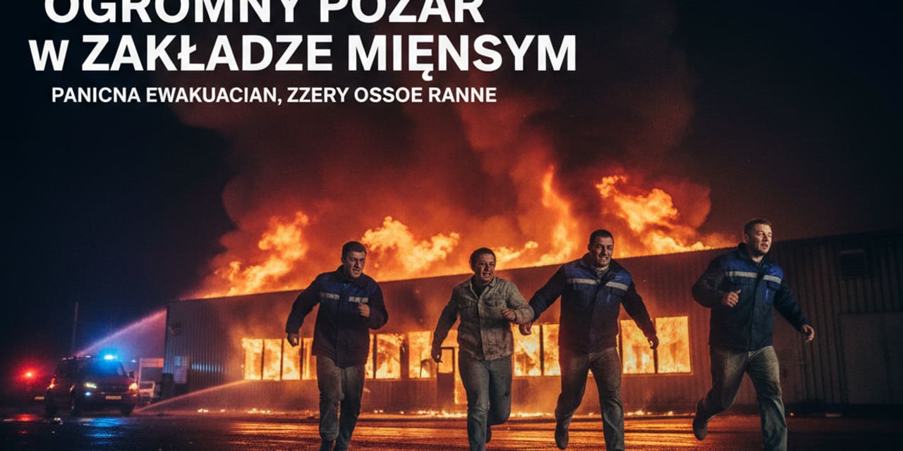 Ogromny pożar w zakładzie mięsnym w Chróścinie (Dolny Śląsk): ewakuacja pracowników i cztery poszkodowane osoby