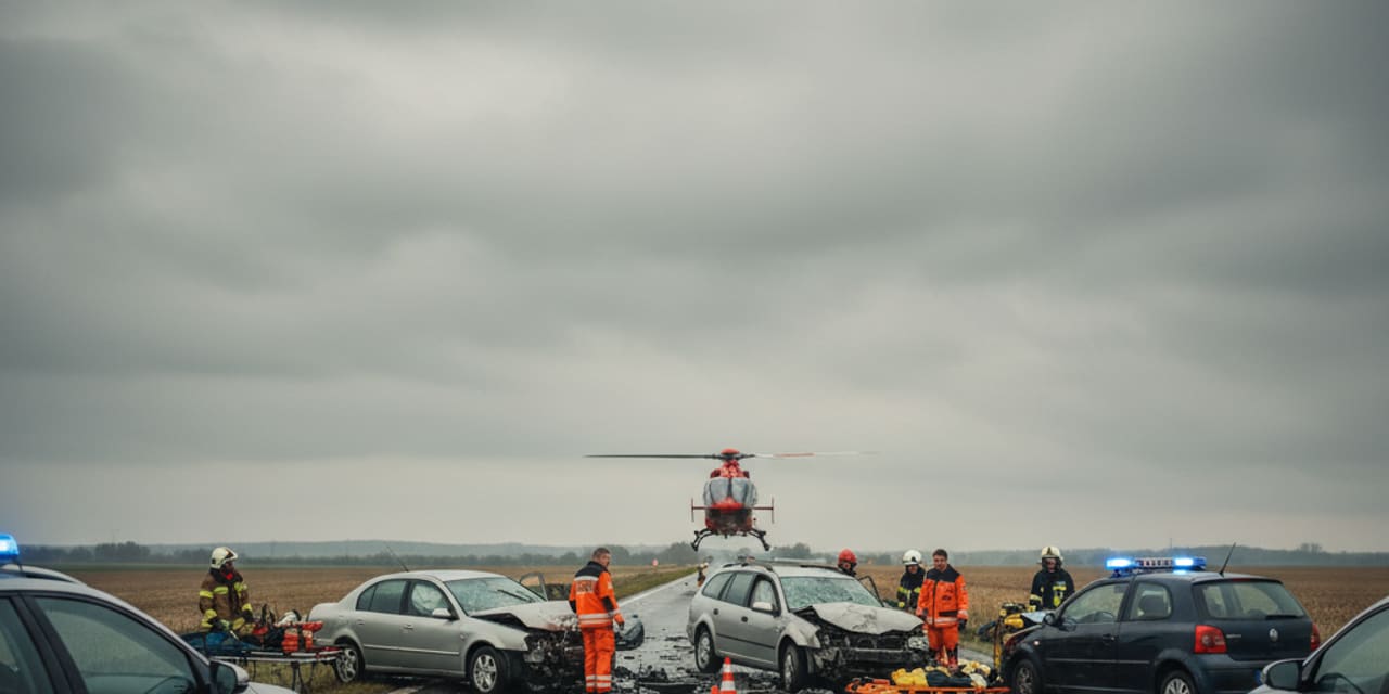 Tragiczny wypadek pod Malborkiem — trzy rozbite auta, lądowało LPR