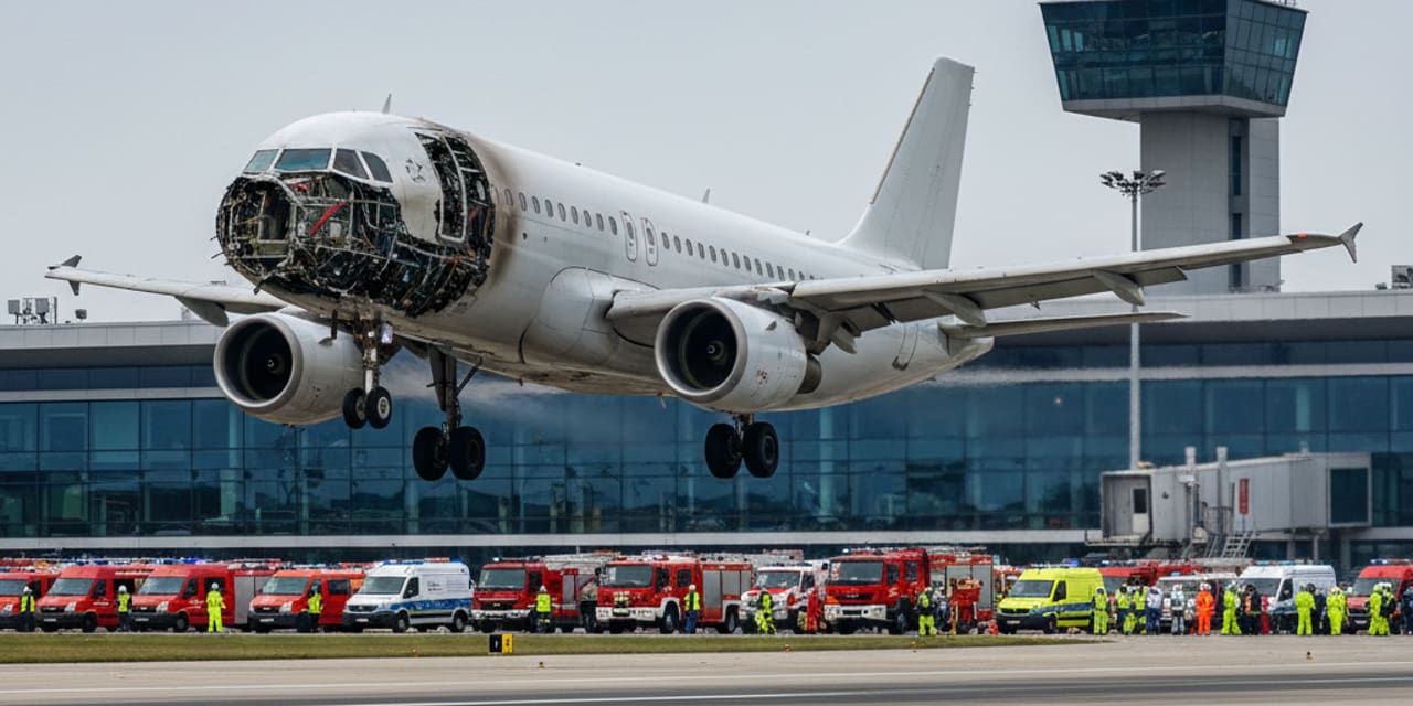 Awaryjne lądowanie w Katowicach: Airbus A320 wrócił po uszkodzeniach