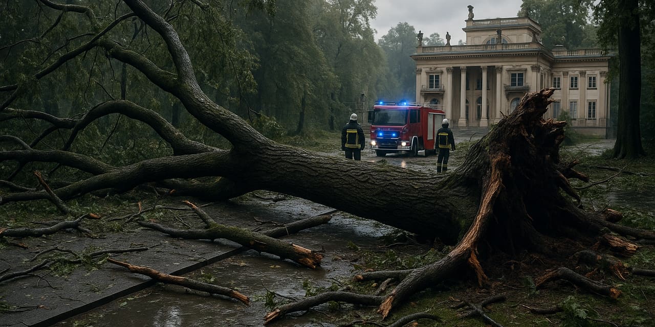 Wichury nad Polską: setki interwencji strażaków, zamknięto Łazienki Królewskie