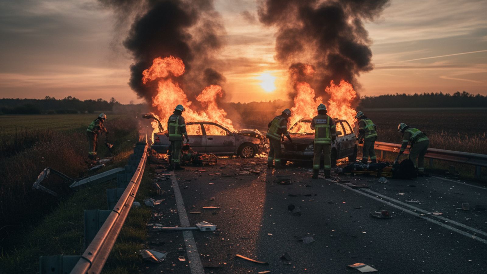 Tragiczny wypadek na Mazurach: dwa auta w płomieniach, są ofiary