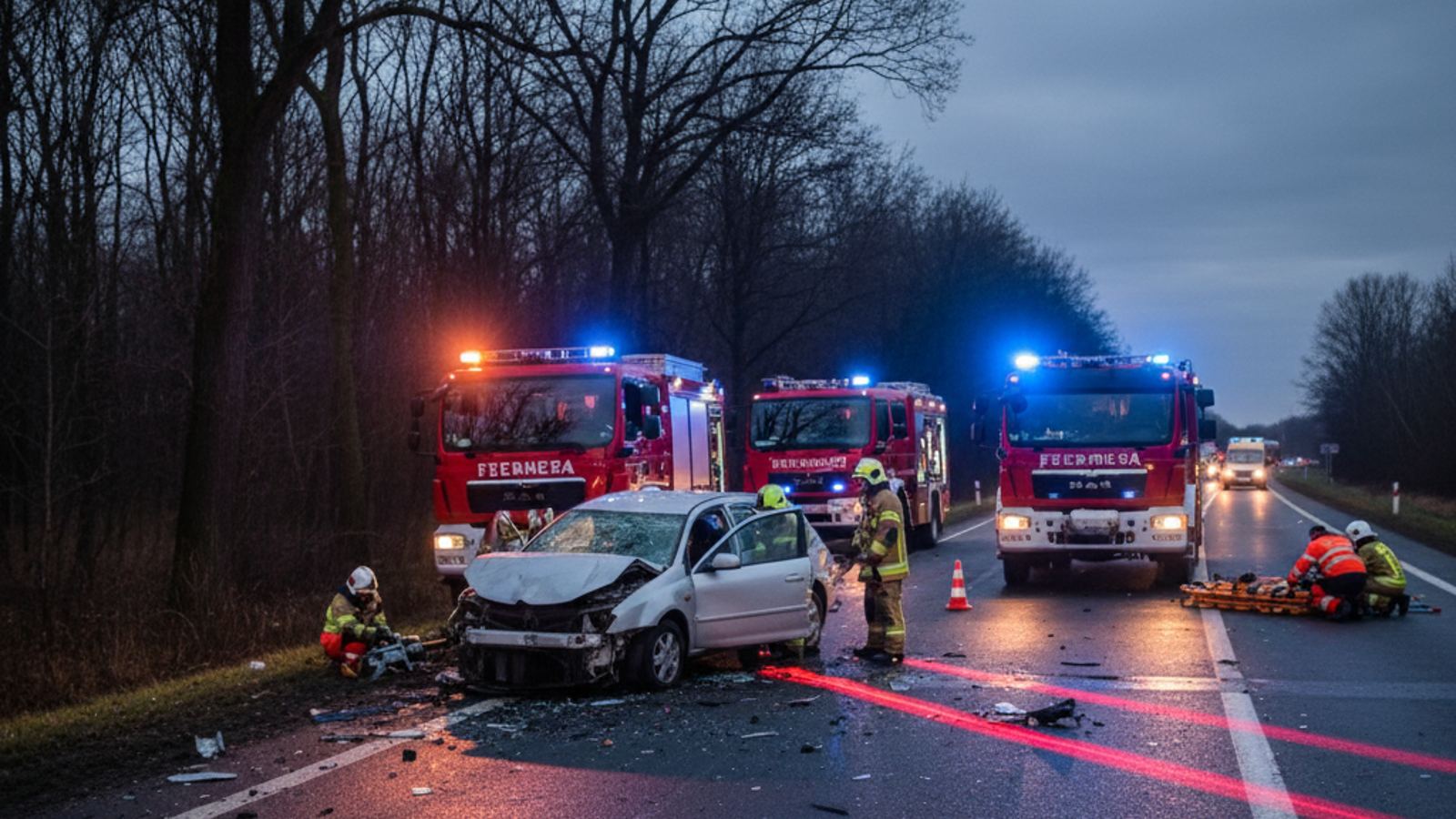 Tragiczny wypadek na DW224. 22-latek zginął po zderzeniu z wozem strażackim