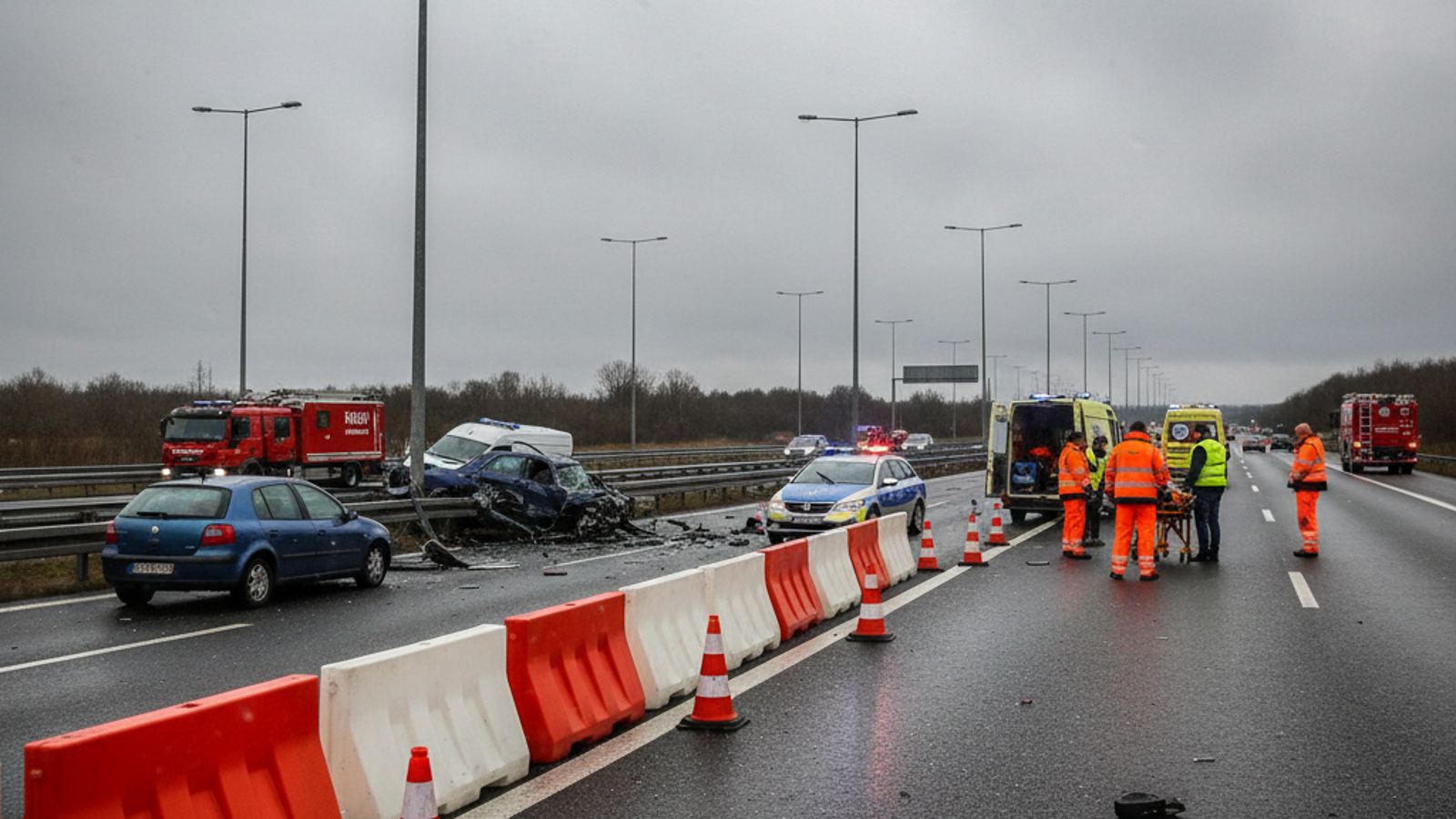 Zablokowany odcinek S12/S17 Nałęczów–Kurów. Policjant trafił do szpitala