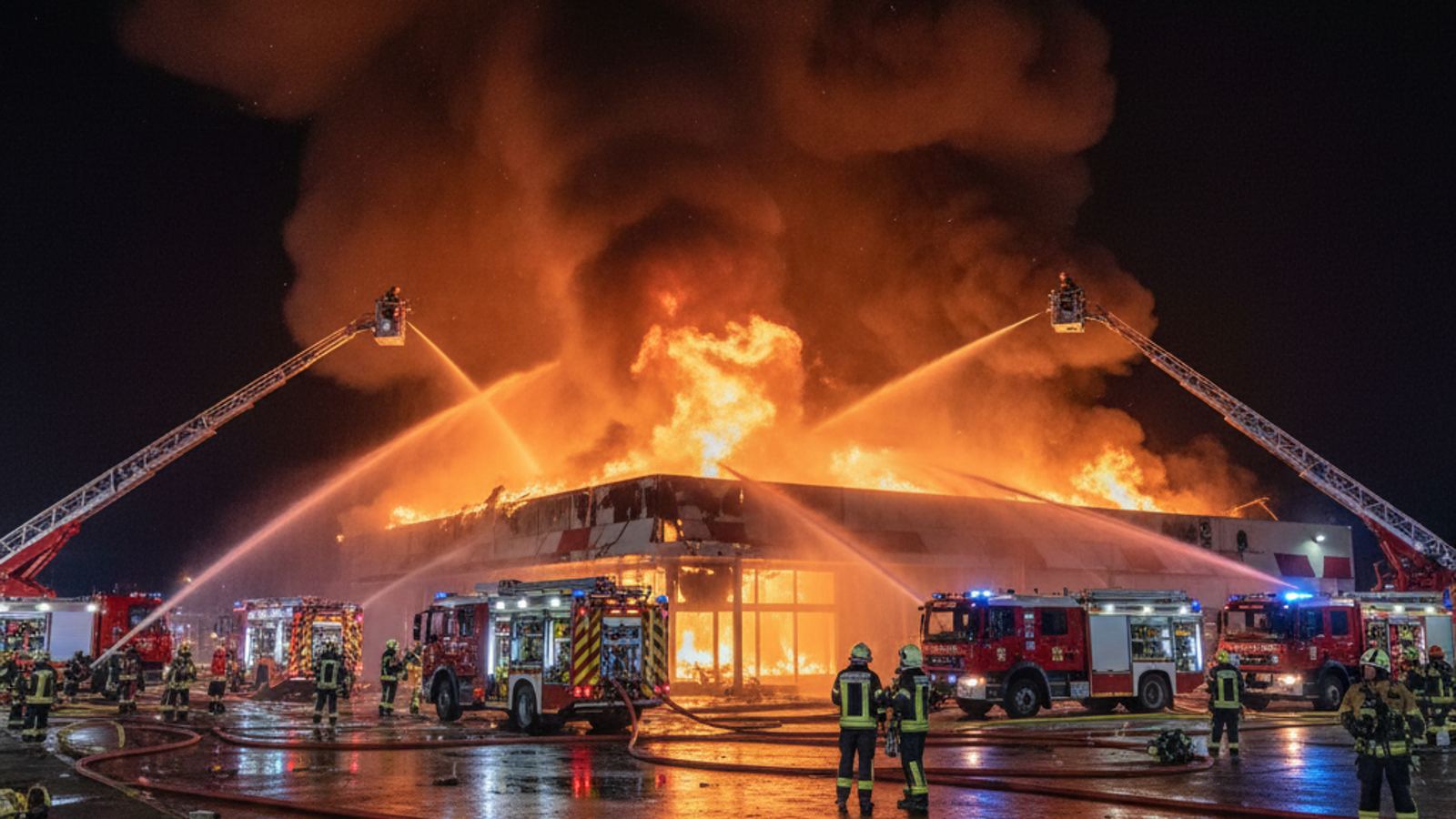 Pożar marketu w Halinowie. 12 zastępów straży na miejscu, nikt nie ucierpiał